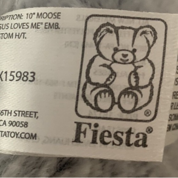 FIESTA Reindeer Plush Moose Soft Red Scarf Jesus Loves Me on Foot 13" Reindeer - Picture 4 of 6